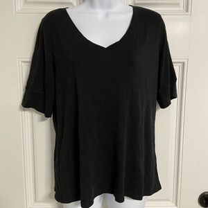 1- J. JILL Black V-Neck Pullover T-Shirt